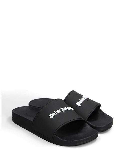 Ciabatta uomo Palm Angels nera con logo curvo PALM ANGELS | PMIC01AS26MAT0011001